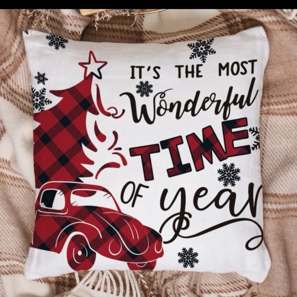 It’s the Most Wonderful Time of the Year Christmas Pillow Cover - Picture 1 of 4